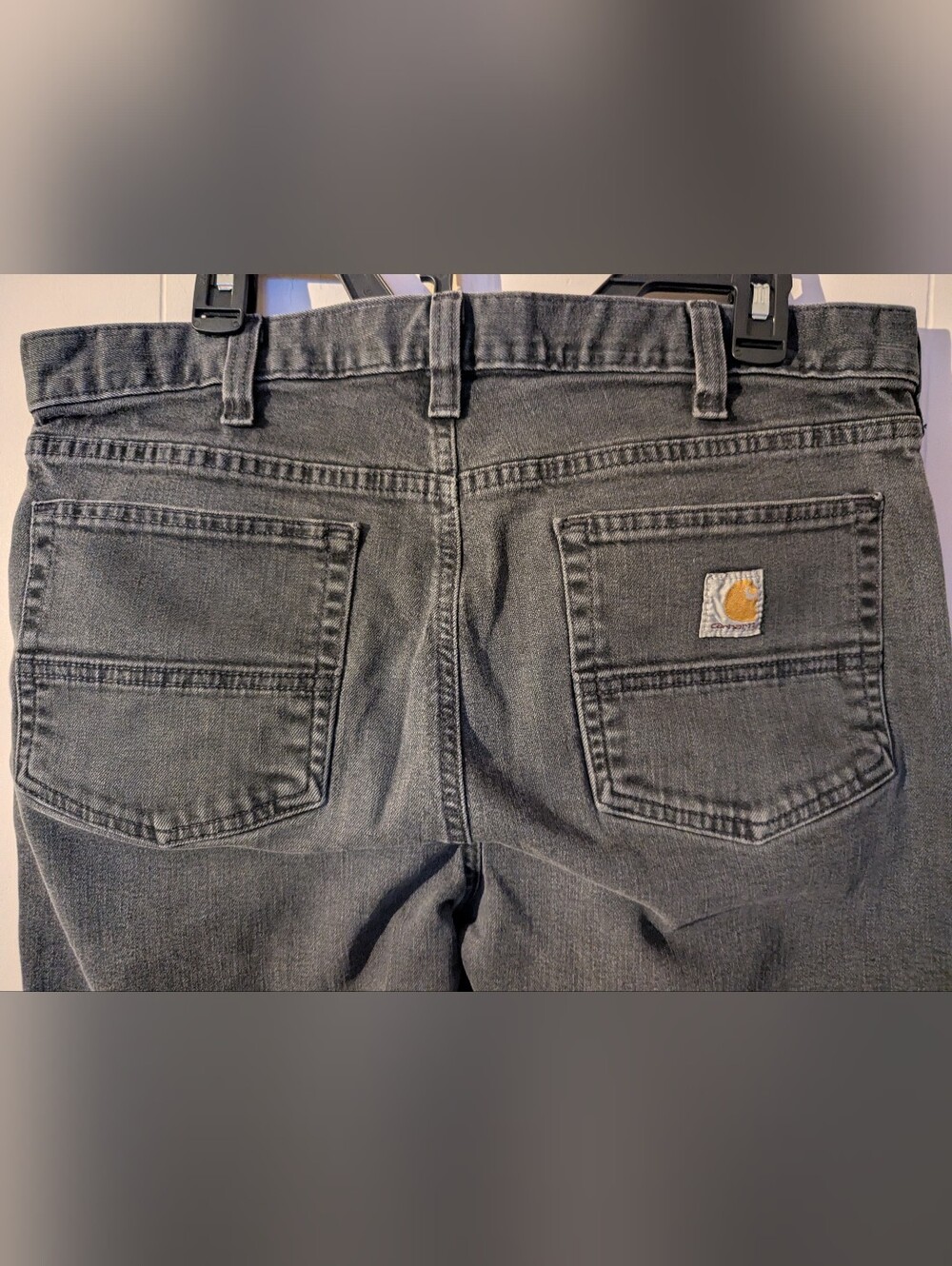 Carhartt Men’s Faded Black Relaxed Fit Jeans with Logo Patch Size 36 X 34